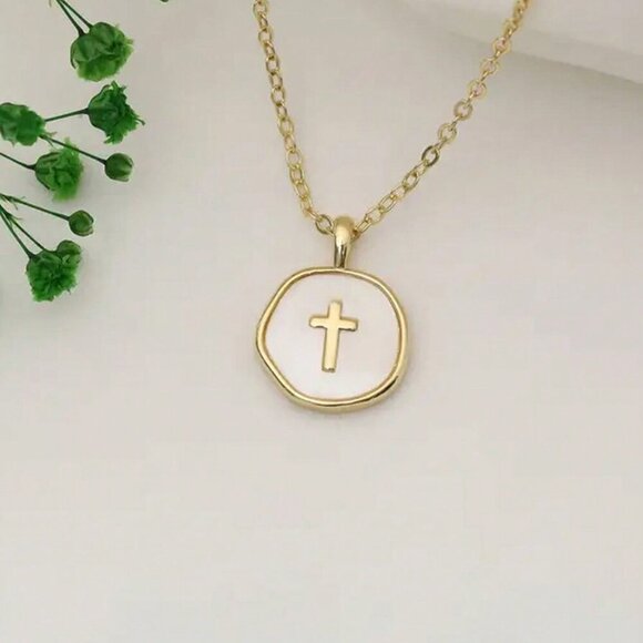Gold Elegant Women's Mini Cross Pendant Necklace - Picture 3 of 7